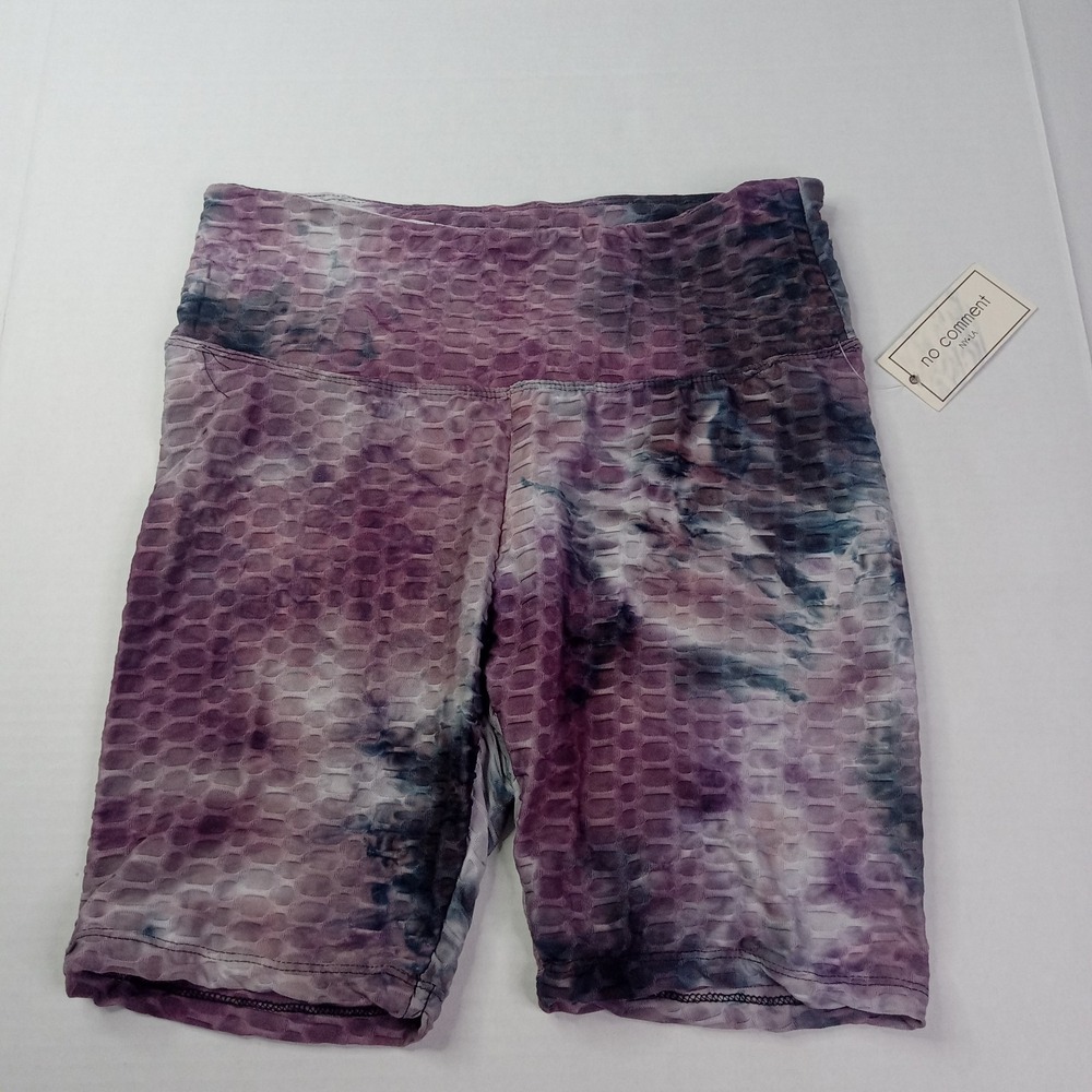 No Comment Textured Biker Shorts Women's Size L Large Purple Tie-Dye Pattern
